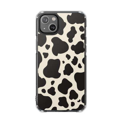 Cow Print Clear Magnetic Phone Case — Impact-Resistant iPhone Cover
