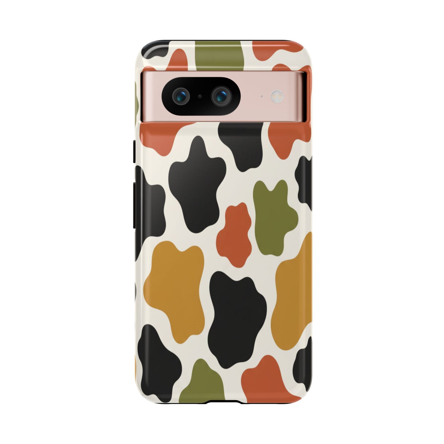 Camouflage Pattern Tough Phone Case – Retro Olive, Rust & Mustard Protective Cover