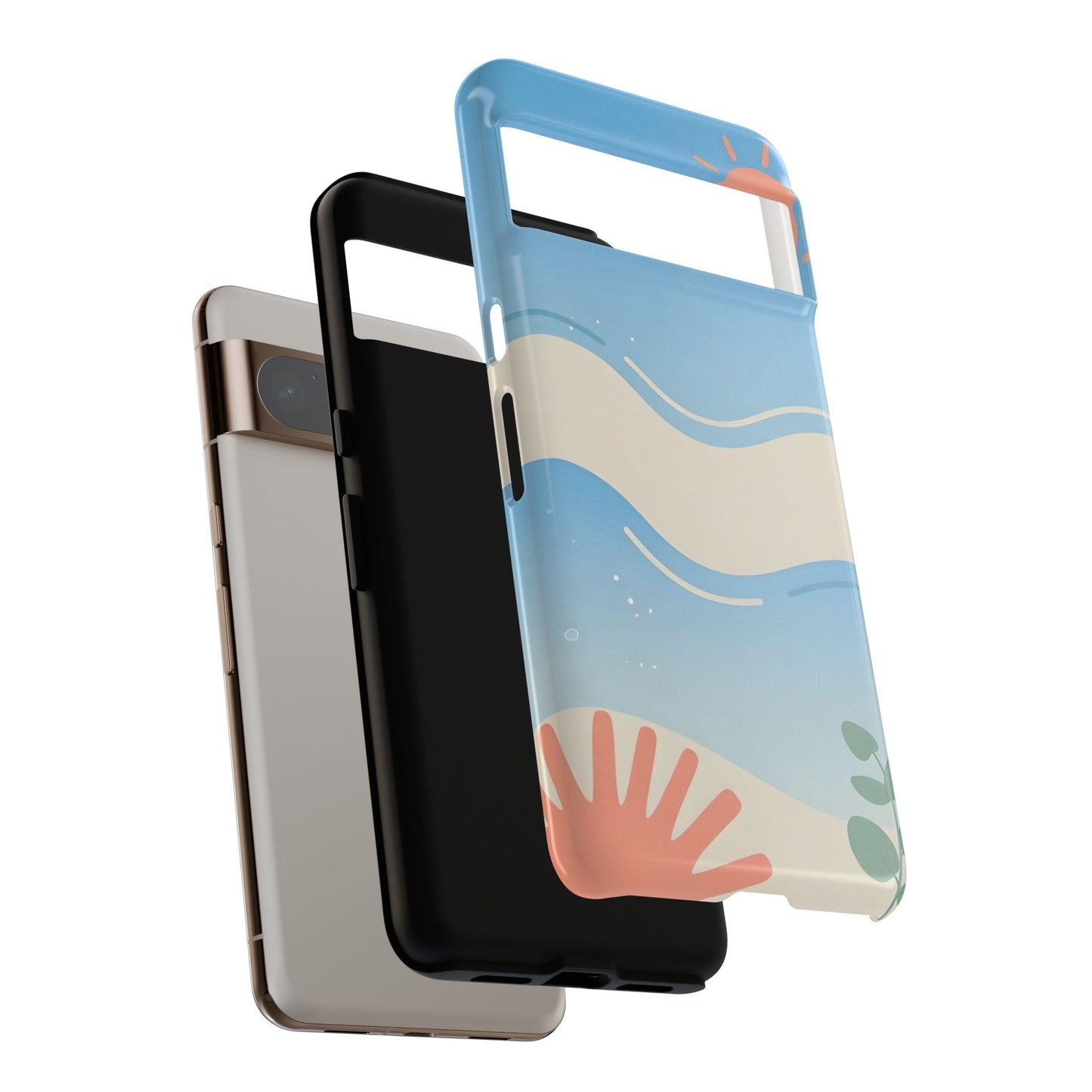 Beach Waves Tough Phone Case — Summer Sun & Seashell Protective Cover