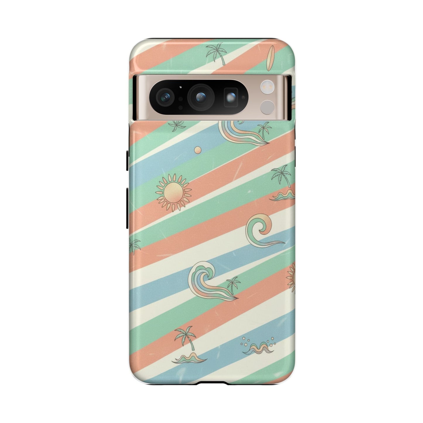 Surf Stripe Tough Phone Case — Retro Beach Waves Pattern