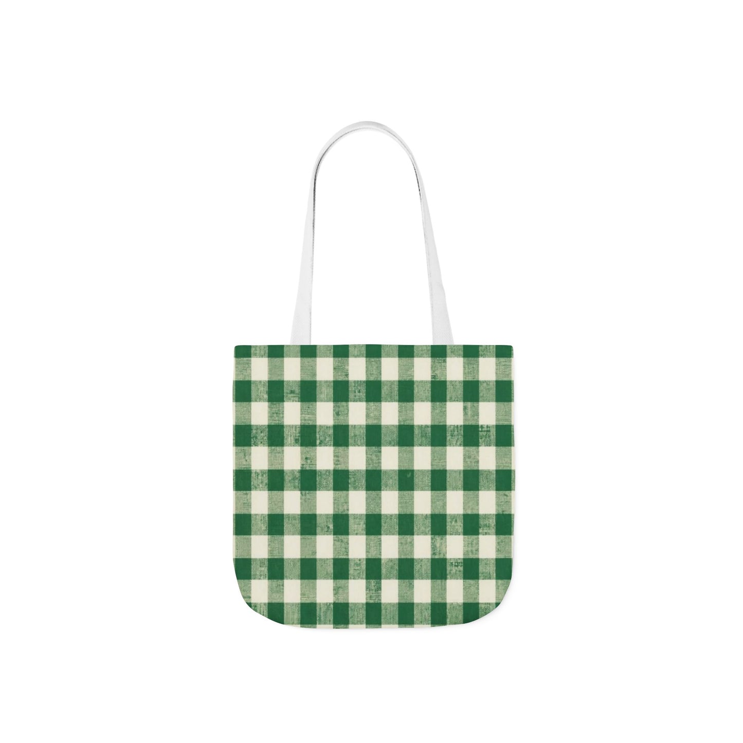 Green Gingham Canvas Tote Bag – Classic Check Market & Grocery Shopper