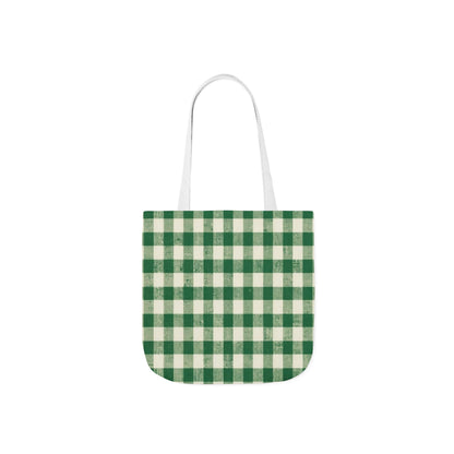Green Gingham Canvas Tote Bag – Classic Check Market & Grocery Shopper