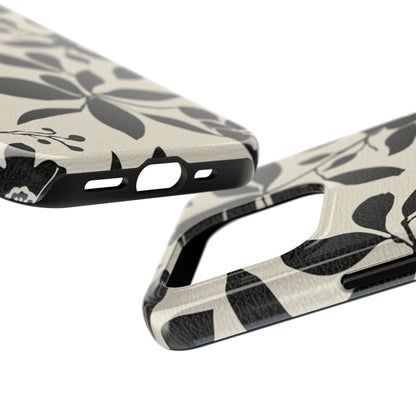 Tough Phone Case — Black Floral Silhouette Protective Cover