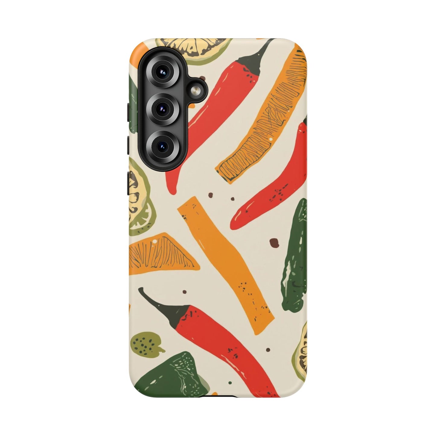Spicy Peppers Phone Case – Colorful Chili, Lime & Citrus Pattern