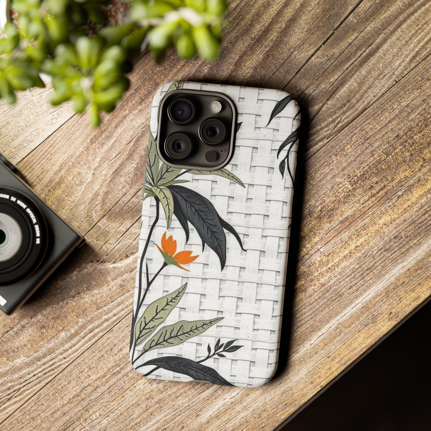 Floral Woven Tough Phone Case — Protective Botanical iPhone Cover