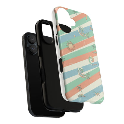 Surf Stripe Tough Phone Case — Retro Beach Waves Pattern