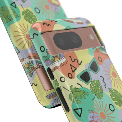 Tropical Summer Phone Case — Retro Sunglasses, Sneakers & Palm Pattern