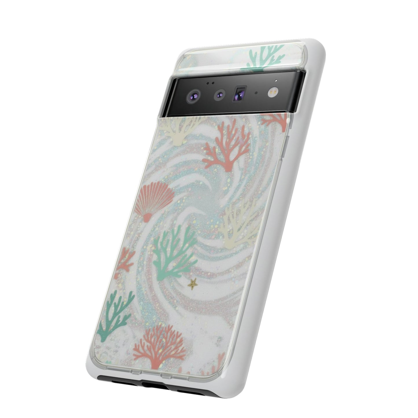 Seafoam Coral Tough Phone Case - Pastel Ocean Wave Design