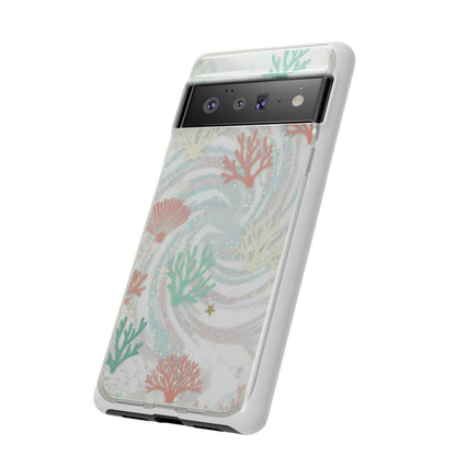 Seafoam Coral Tough Phone Case - Pastel Ocean Wave Design