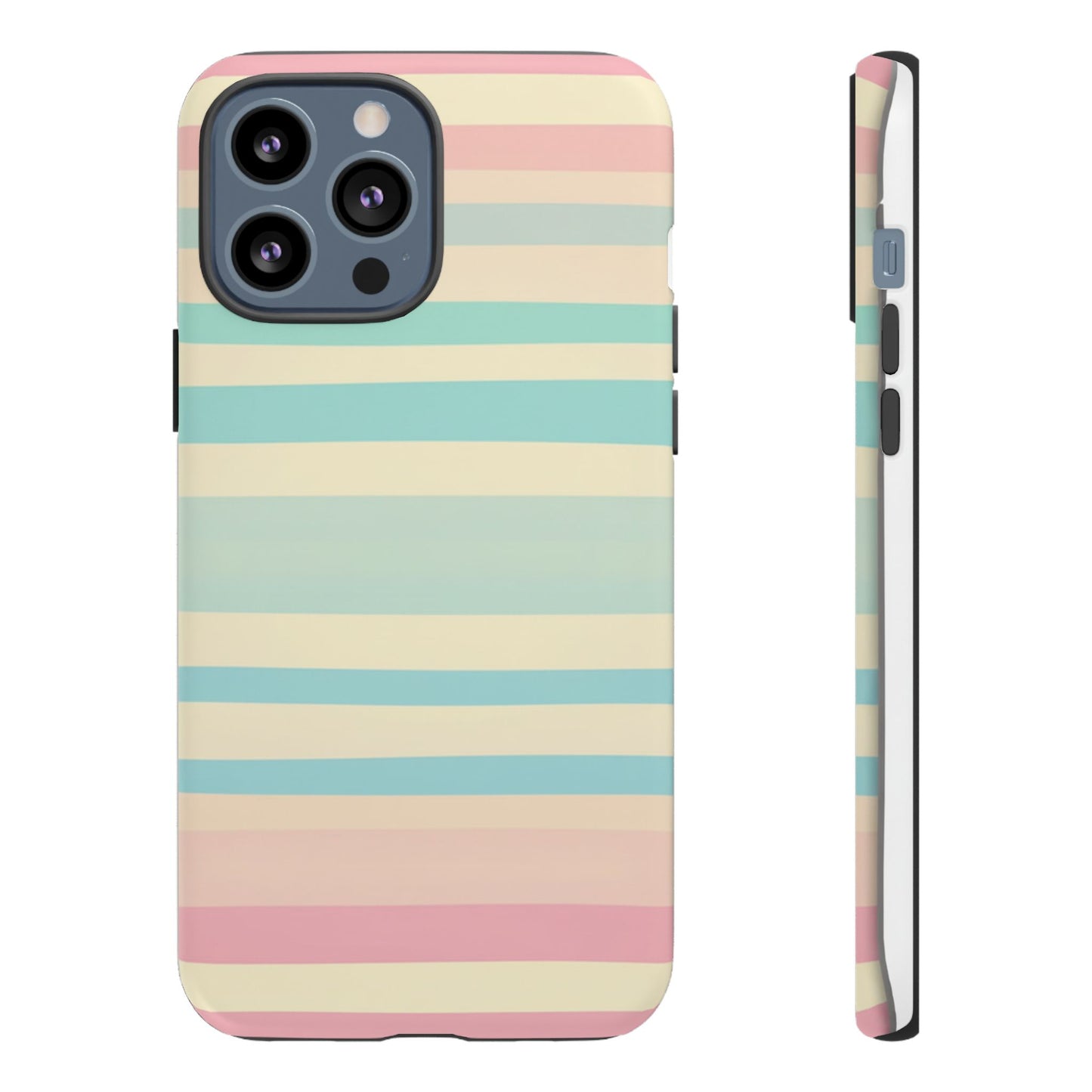 Pastel Striped Tough Phone Case – Protective Retro Rainbow Design