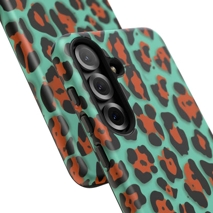 Teal & Rust Leopard Phone Case — Tough Protective Animal Print