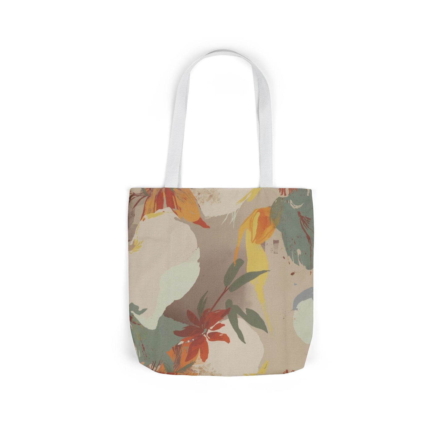 Floral Abstract Canvas Tote — Earth Tones Everyday Bag