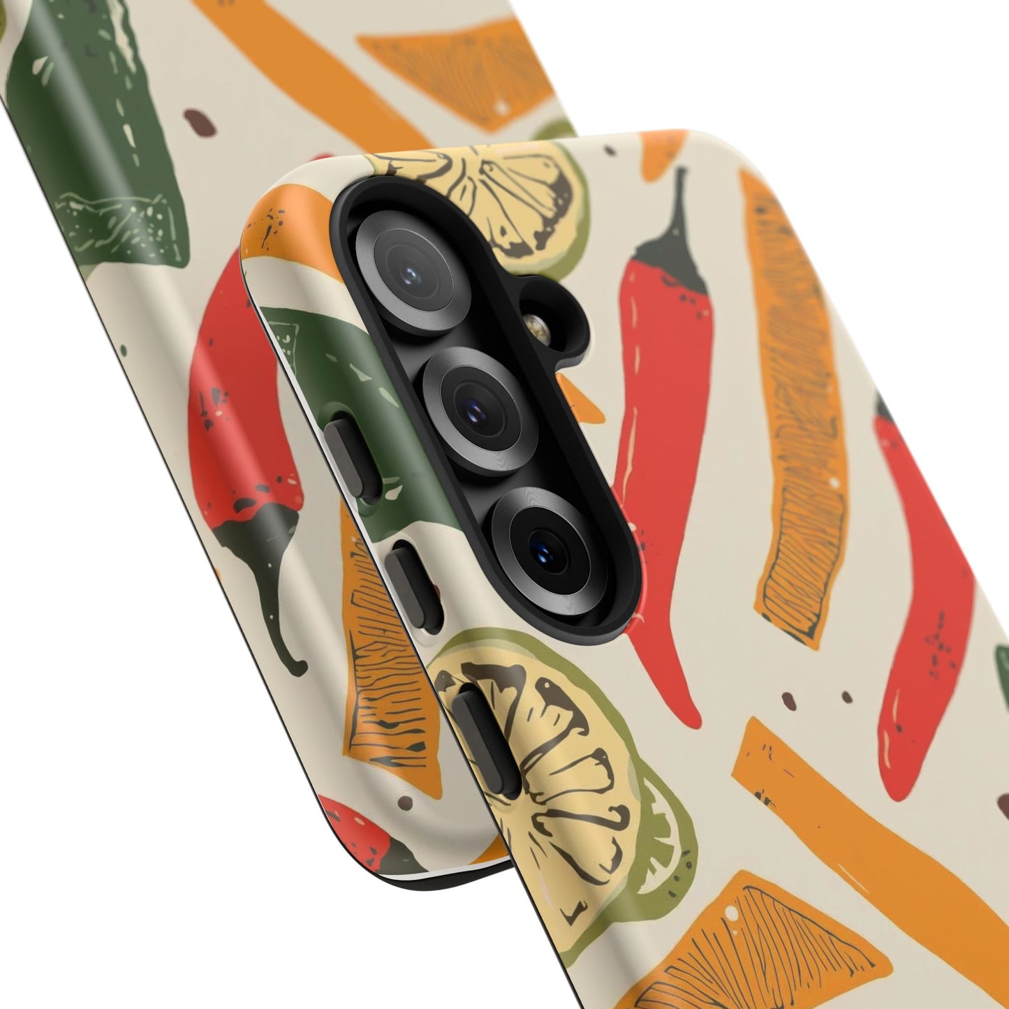 Spicy Peppers Phone Case – Colorful Chili, Lime & Citrus Pattern
