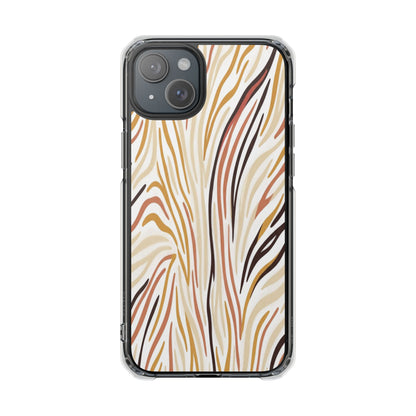 Clear Magnetic Phone Case — Neutral Abstract Marble Wave Design