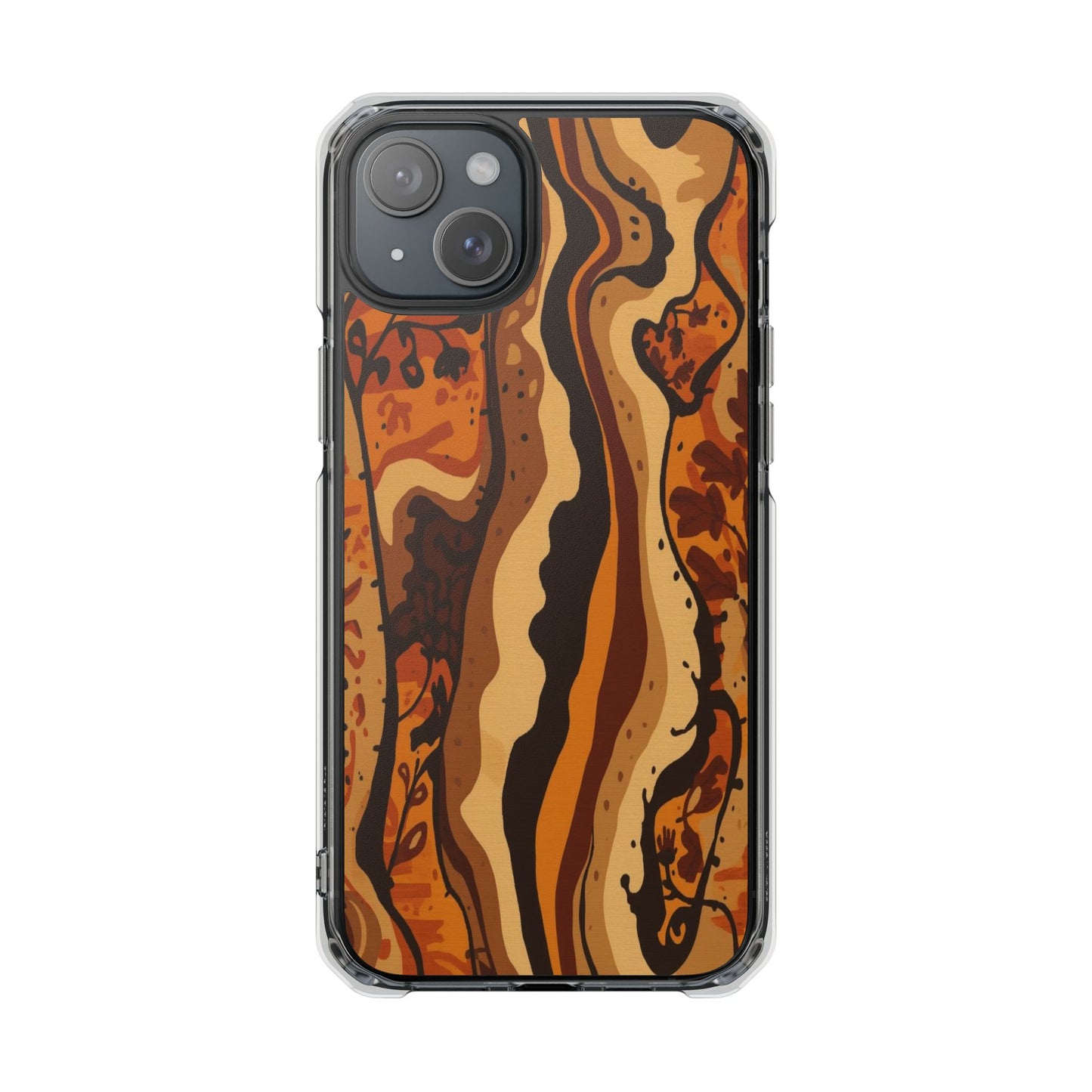Amber Swirl Magnetic Clear Impact Phone Case — Protective Clear Case with Abstract Woodgrain Design