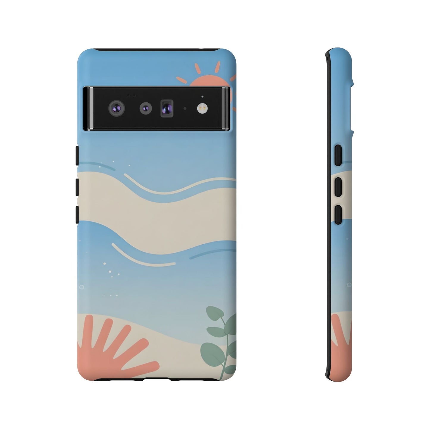 Beach Waves Tough Phone Case — Summer Sun & Seashell Protective Cover