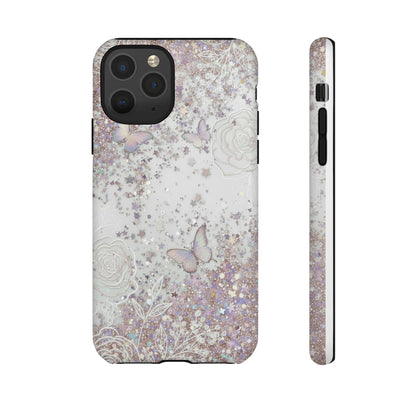 Butterfly Glitter Tough Phone Case — Floral Sparkle Protective Case
