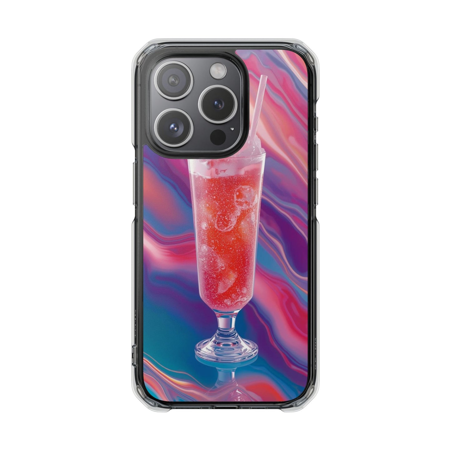 Clear Magnetic Phone Case — Retro Pink Soda Float Design