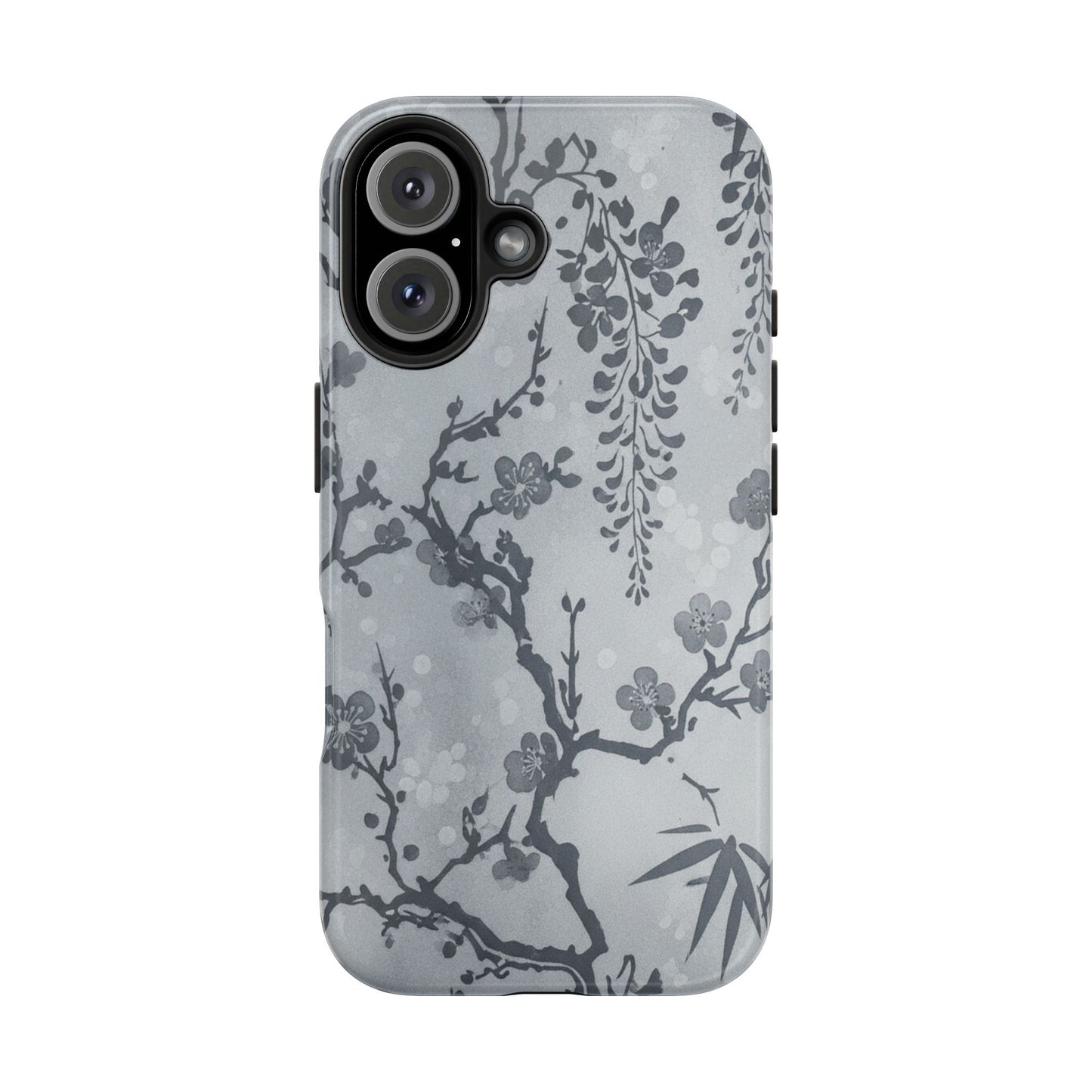 Tough Phone Case — Gray Cherry Blossom Ink Floral Design