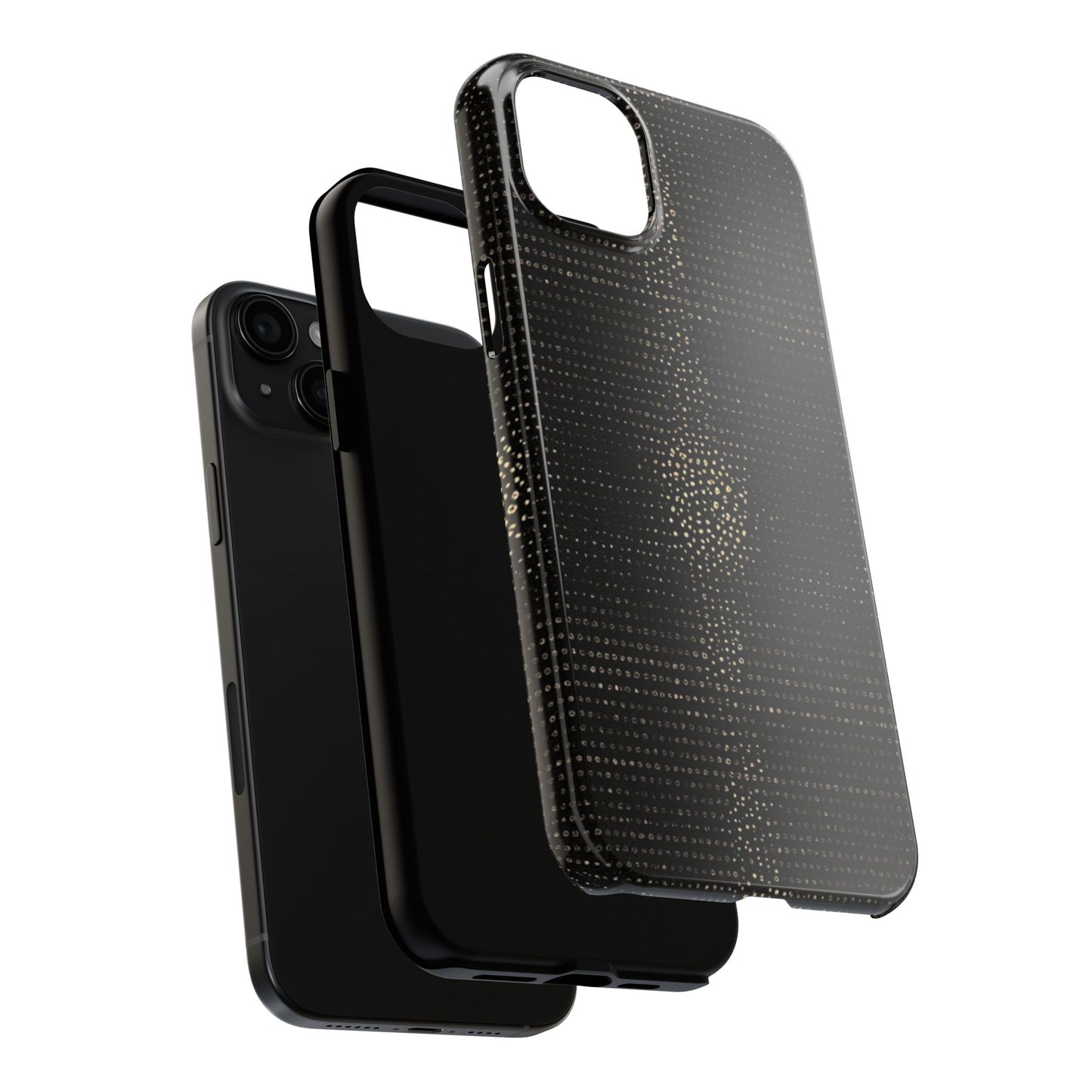 Tough Phone Case — Black Textured Metallic Dot Shield