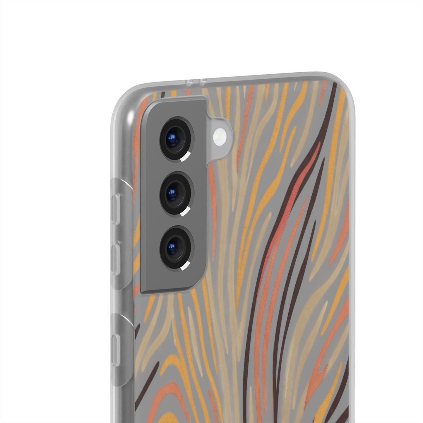 Marbled Neutral Stripe Phone Case — Abstract Beige & Terracotta Flexi Case