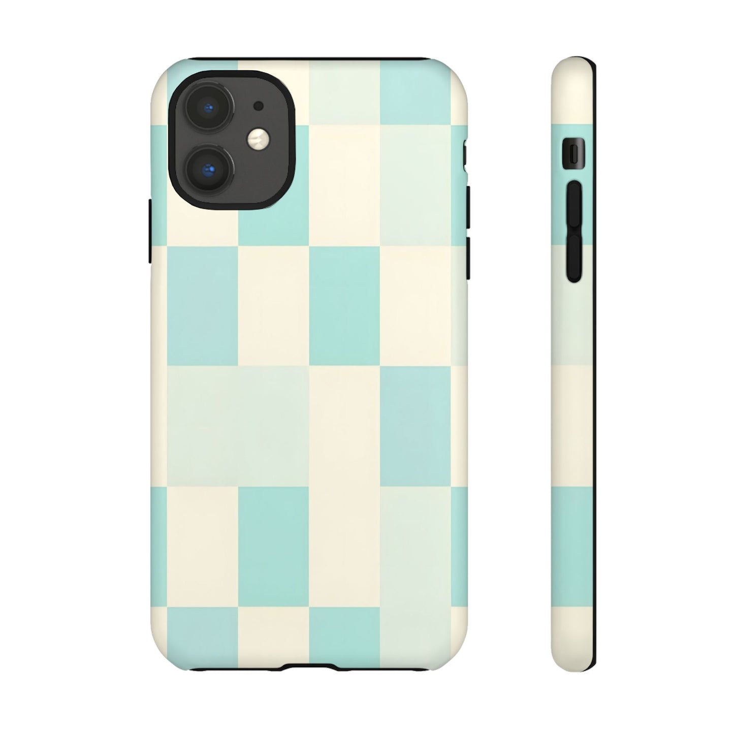 Pastel Checkerboard Tough Case – Mint & Cream Protective Phone Cover
