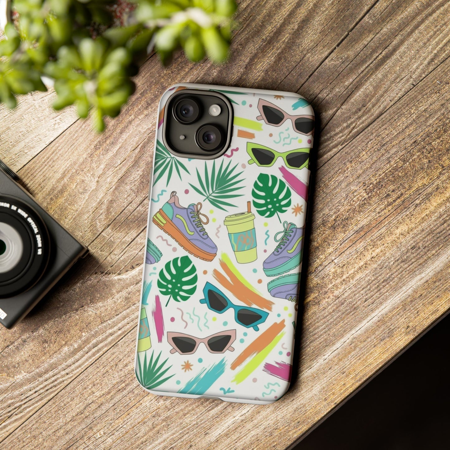 Tough Cases — Colorful Retro Sneakers & Sunglasses Phone Case