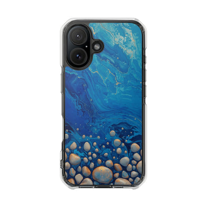 Clear Magnetic Phone Case — Blue Ocean Pebble Design