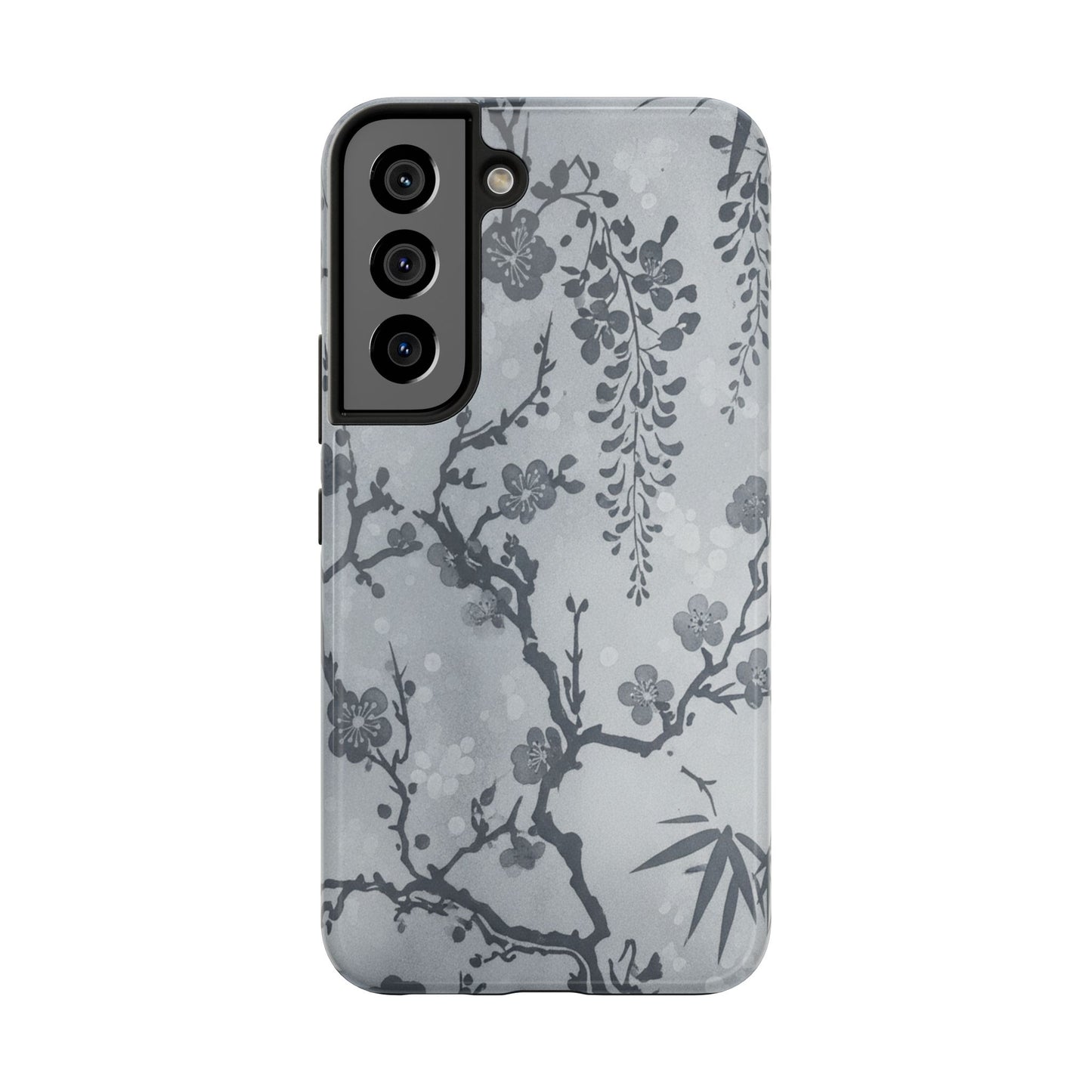 Tough Phone Case — Gray Cherry Blossom Ink Floral Design