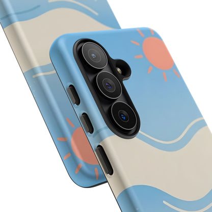 Beach Waves Tough Phone Case — Summer Sun & Seashell Protective Cover