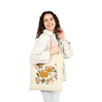 Botanical Cotton Canvas Tote Bag, Eco-Friendly Shopping Bag, Gift for Her, Reusable Grocery Bag, Boho Style Tote