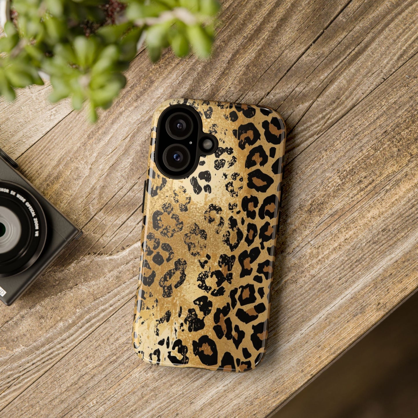 Leopard Print Tough Phone Case — Durable Protective iPhone Cover