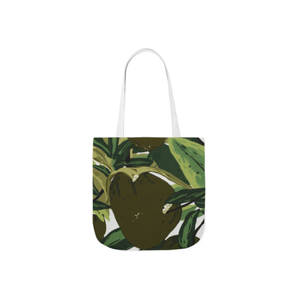 Leafy Canvas Tote Bag – Botanical Green Fruit Print