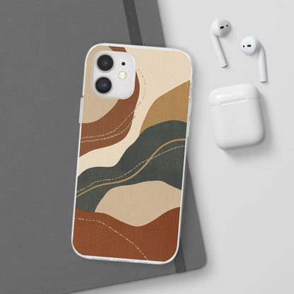 Abstract Earth Tone Phone Case — Boho Wavy Flexi Case