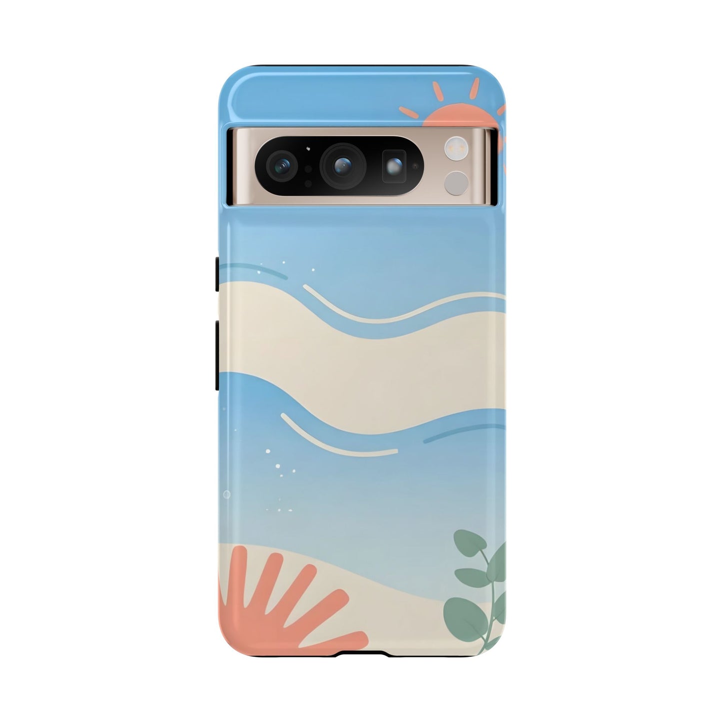 Beach Waves Tough Phone Case — Summer Sun & Seashell Protective Cover
