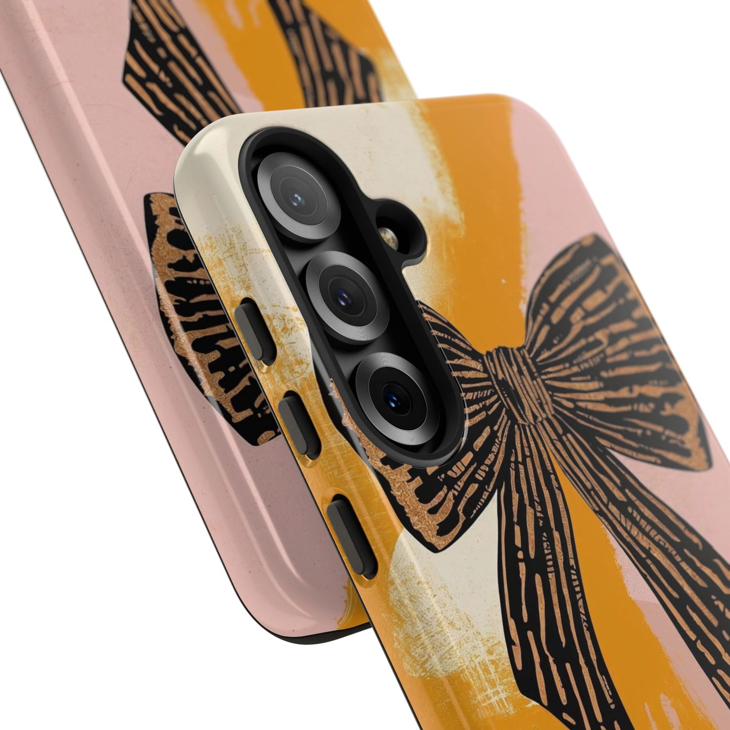 Bow Brushstroke Tough Phone Case — Pink & Mustard