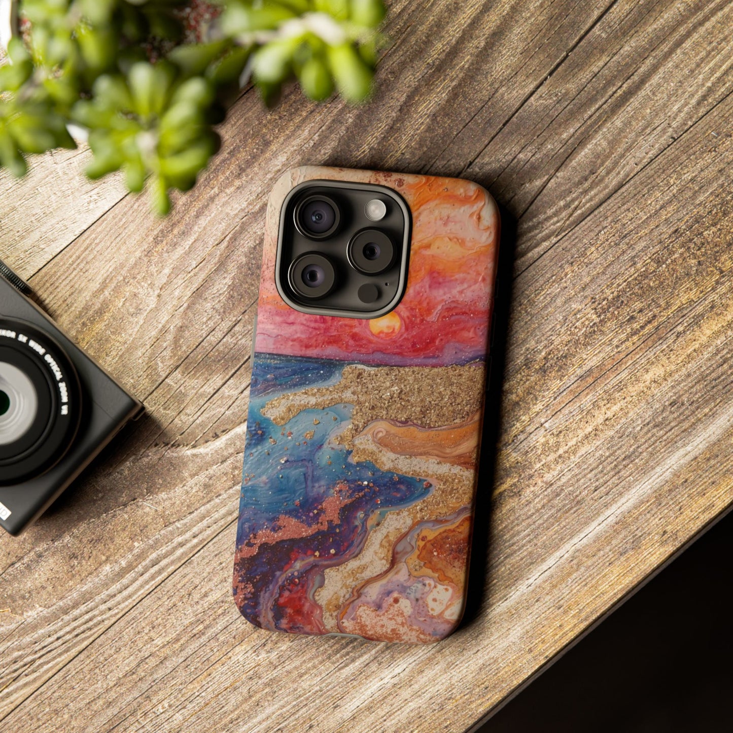 Sunset Coast Phone Case — Colorful Abstract Beach Art Tough Case