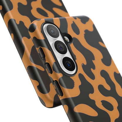 Leopard Print Phone Case — Orange & Black Tough Pattern Protective Cover