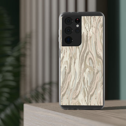 Neutral Marble Swirl Flexi Phone Case — Beige Abstract Protective Cover