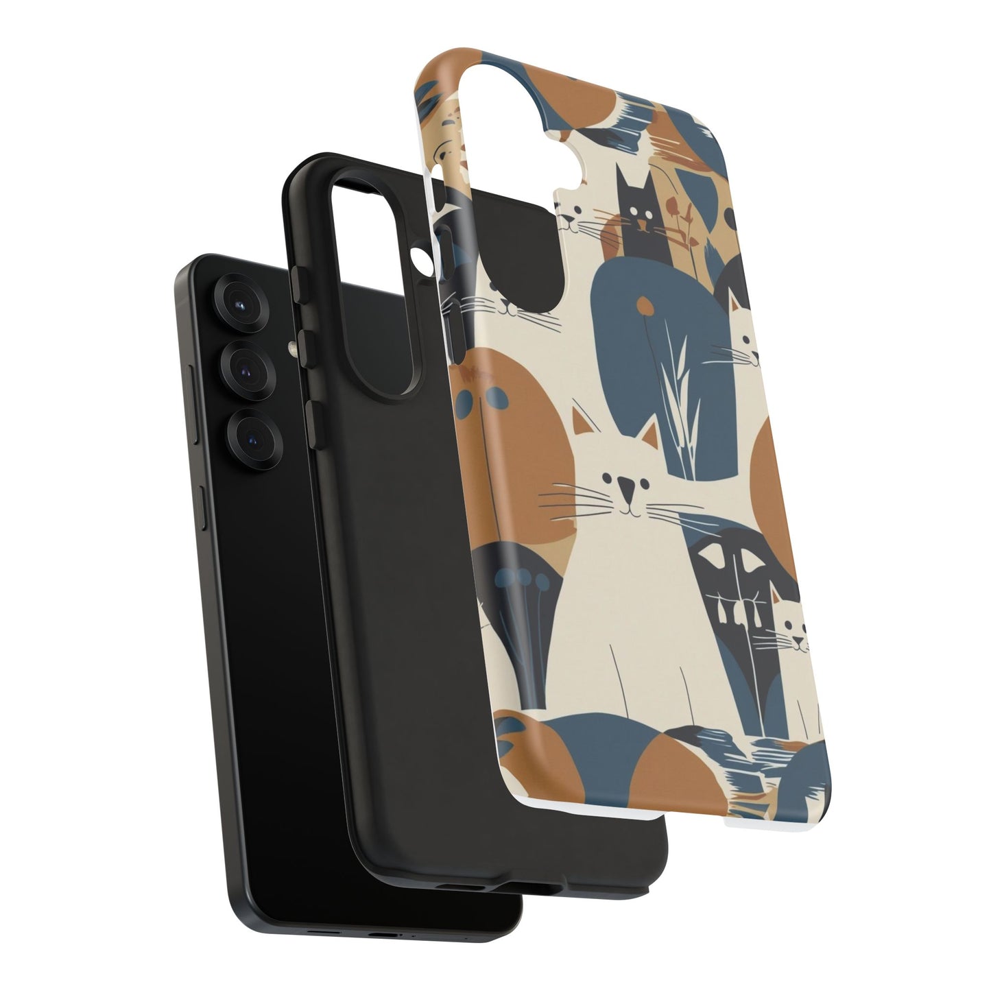 Cat Pattern Phone Case – Retro Abstract Cats Protective iPhone Cover