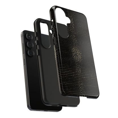 Tough Phone Case — Black Textured Metallic Dot Shield