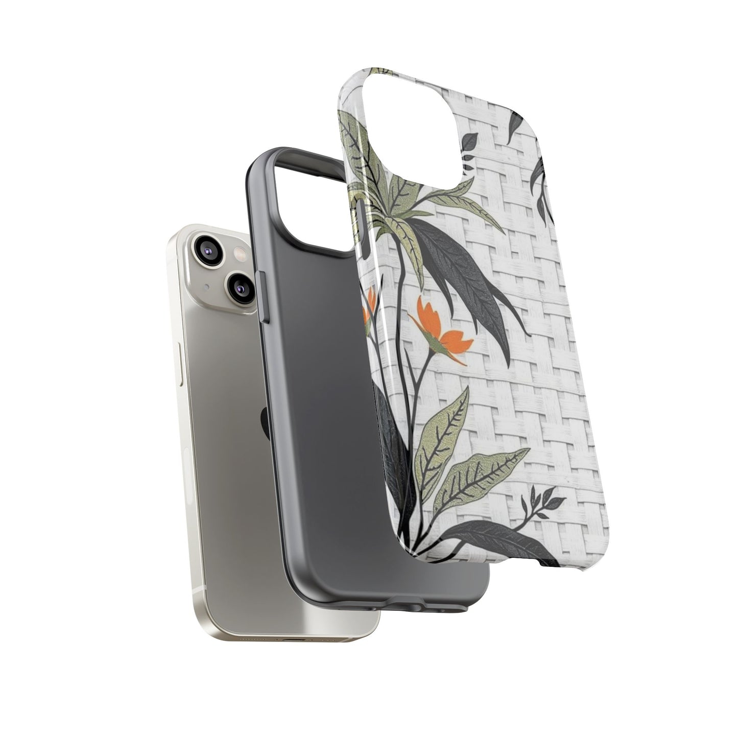 Floral Woven Tough Phone Case — Protective Botanical iPhone Cover