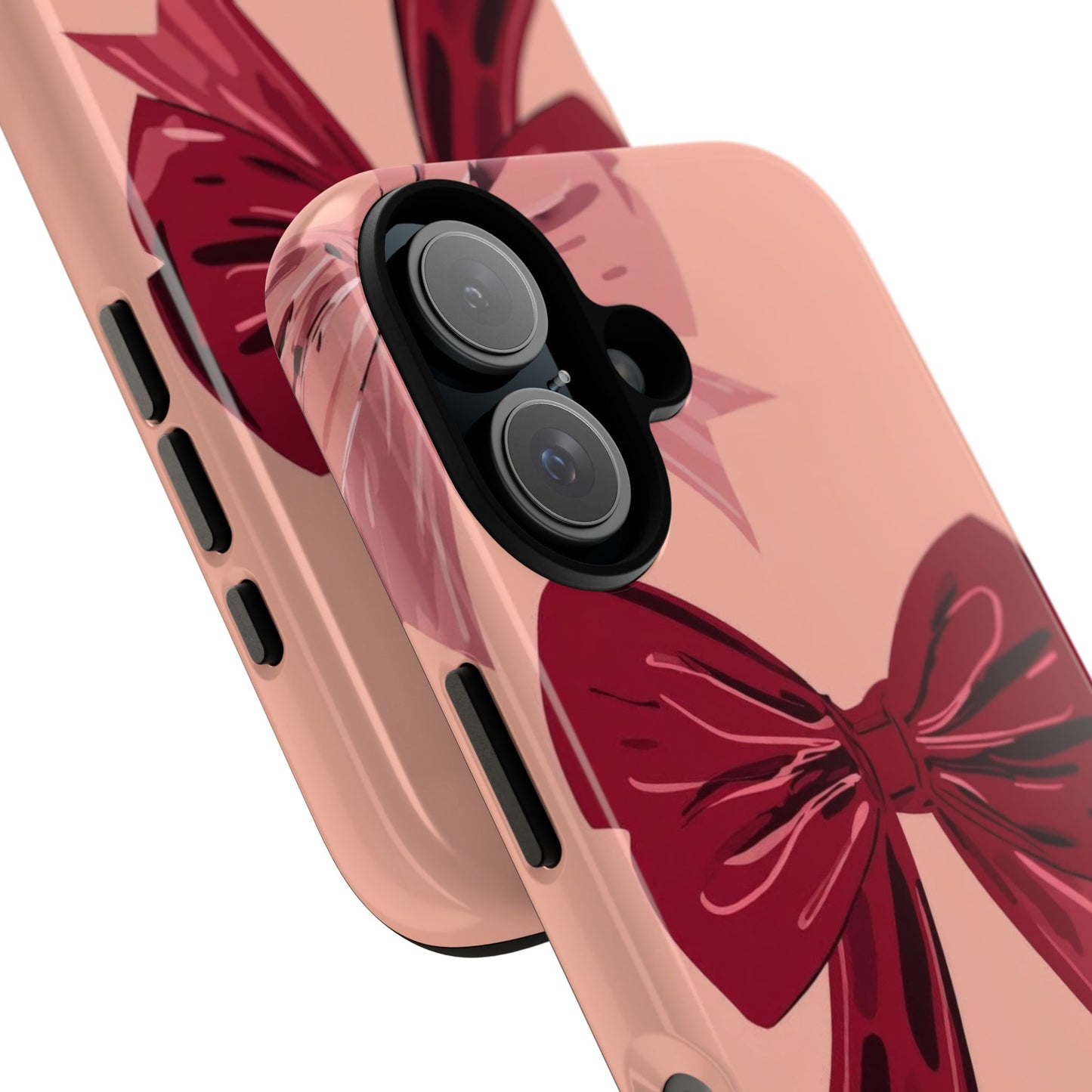 Bow Pattern Tough Phone Case — Pink, Red & Black Decorative Bows