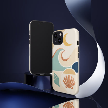 Sea Breeze Tough Phone Case — Retro Waves & Shells Design