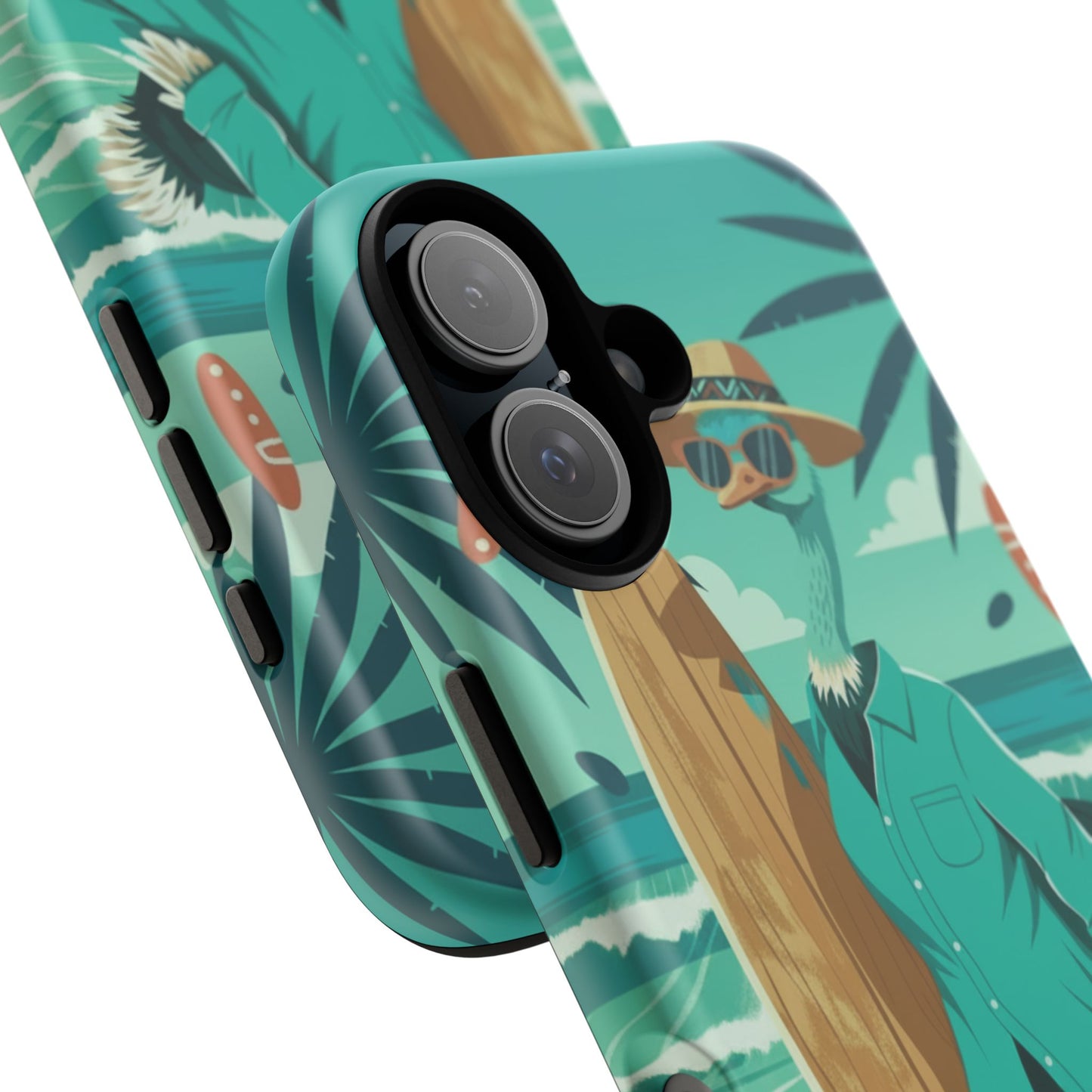 Phone Case — Retro Dressed Seagull Surfing Beach Illustration
