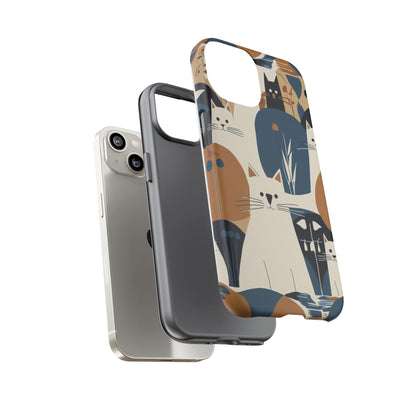 Cat Pattern Phone Case – Retro Abstract Cats Protective iPhone Cover