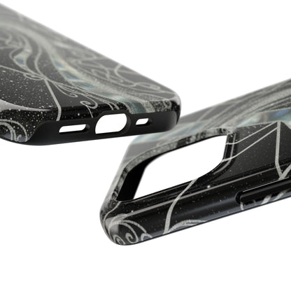 Geometry Tough Phone Case — Iridescent Ribbon on Black Celestial Background