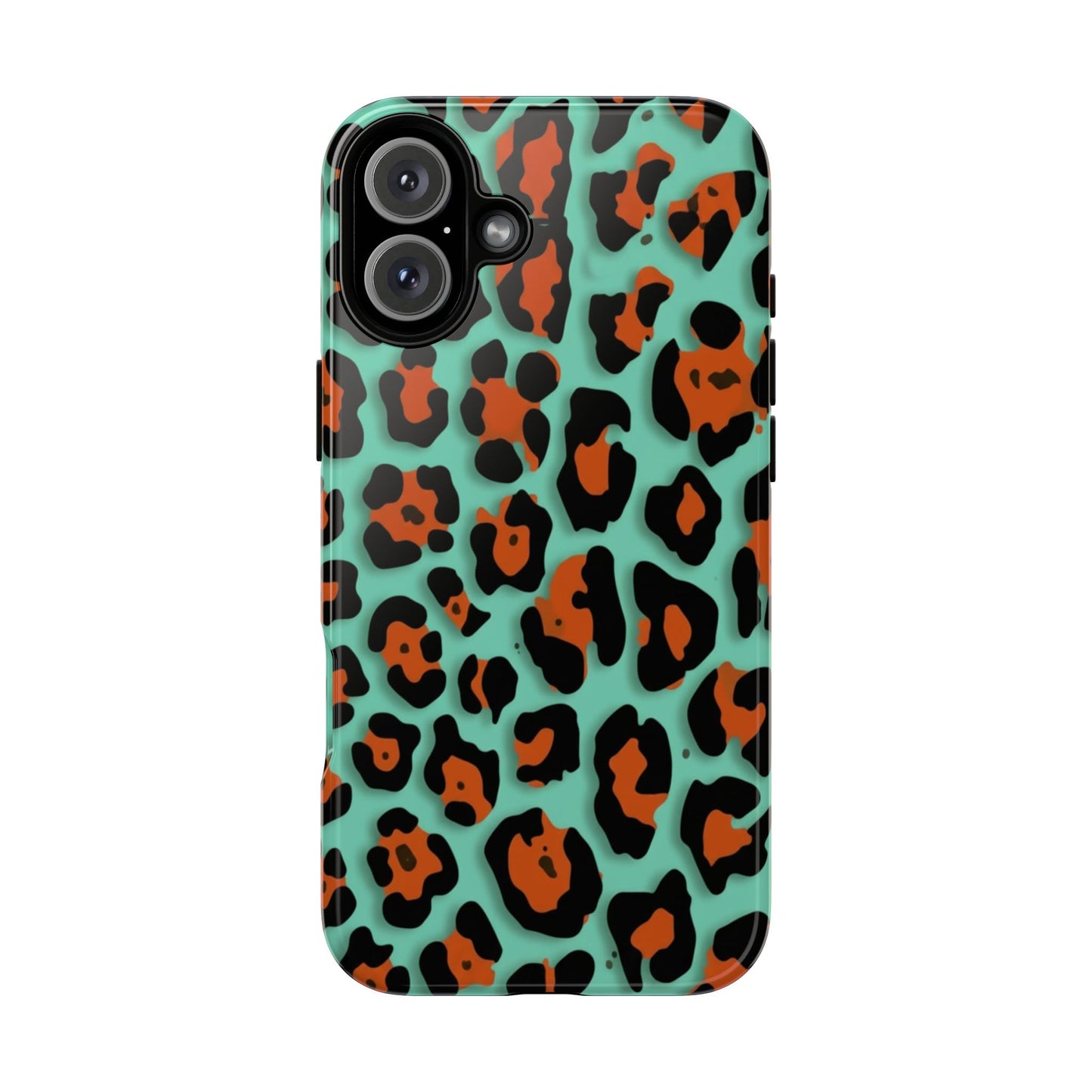 Teal & Rust Leopard Phone Case — Tough Protective Animal Print