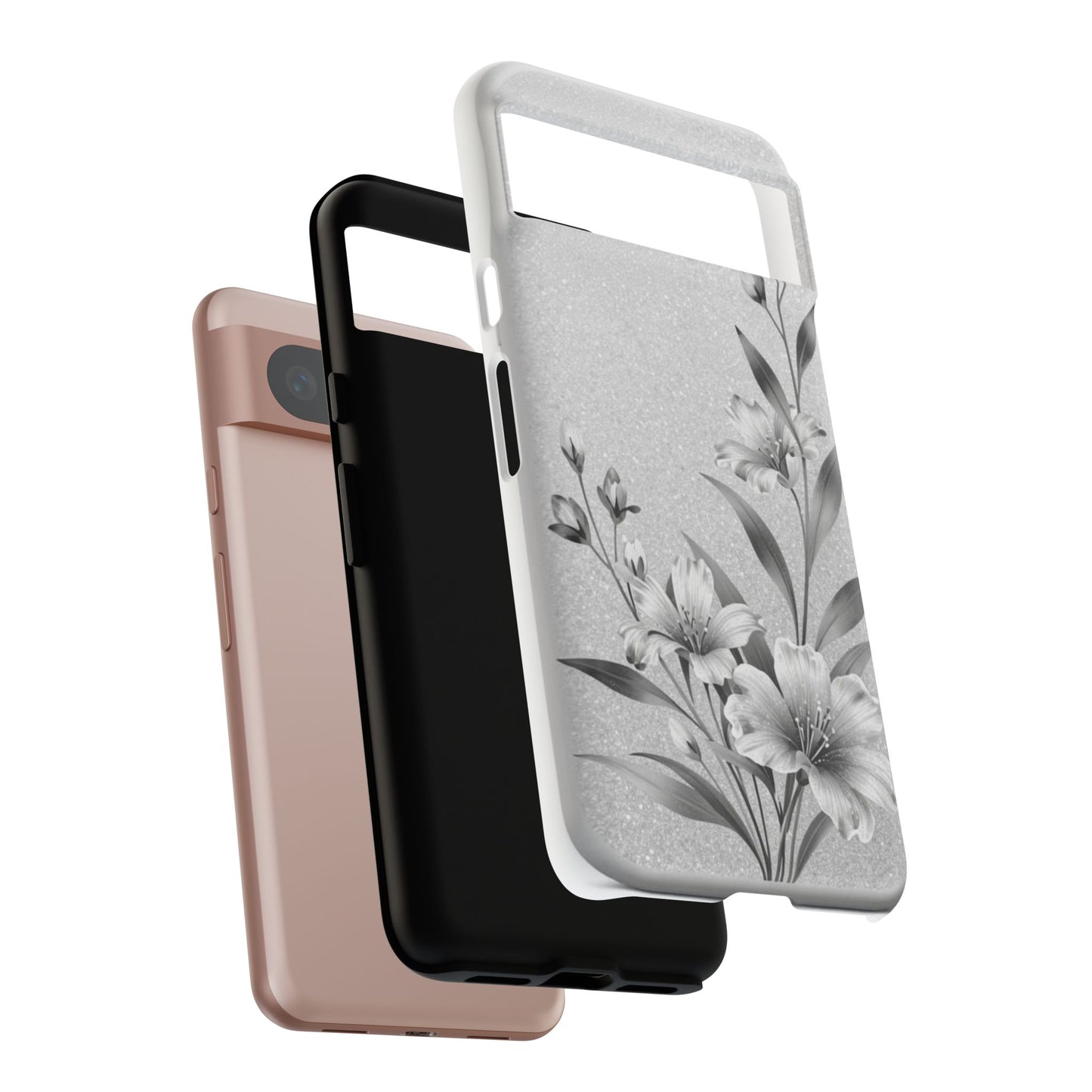 Floral Monochrome Phone Case — Elegant Black & White Lily Design