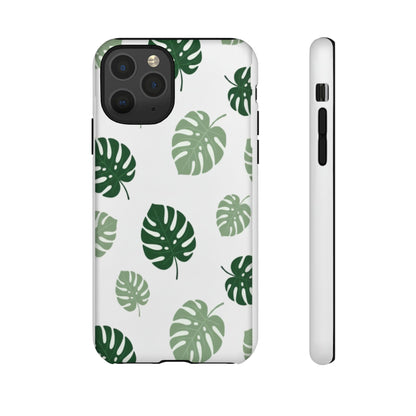 Monstera Leaf Tough Phone Case – Tropical Green Palm Pattern Protective Cover